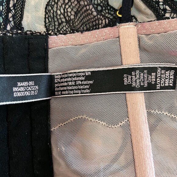 Victoria's Secret Corset Women's XS Black Nude Sheer Floral Lace Bustier - Picture 9 of 9